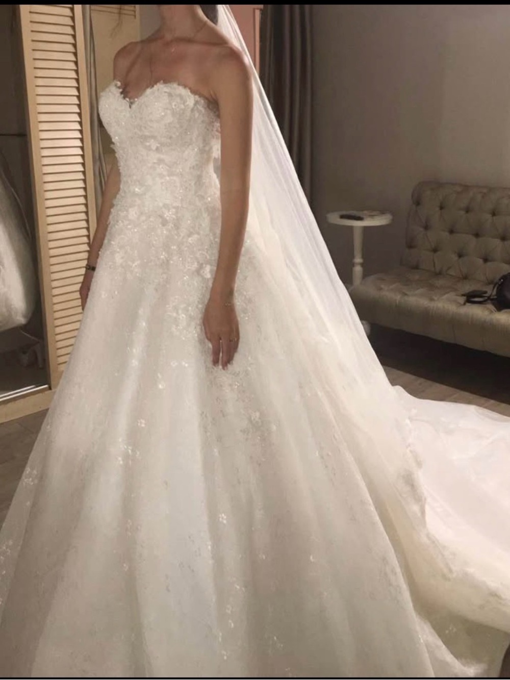 White Strapless Wedding Gown - Bridal Dress